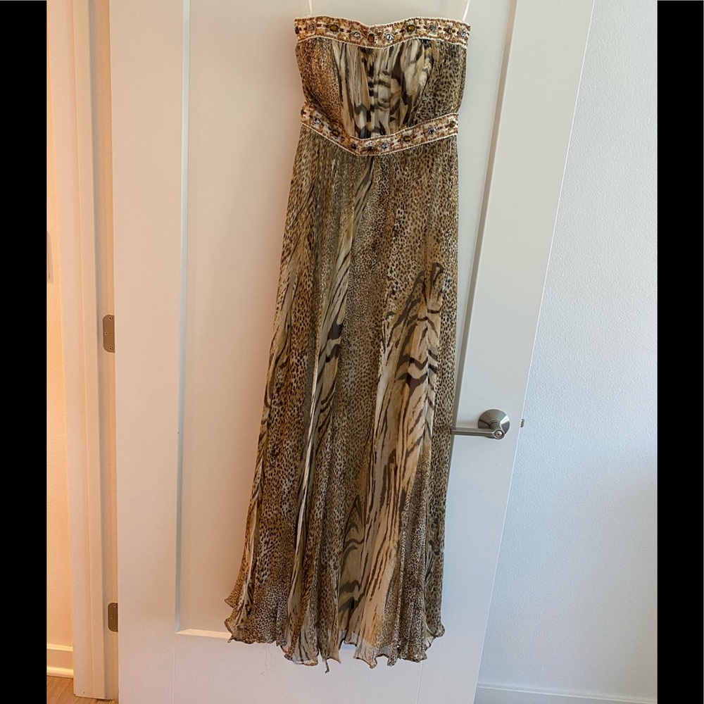 Strapless leopard gown